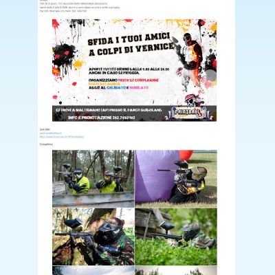 Pagina Paintball del sito internet del Parco Scuola Guidoland di Maltignano