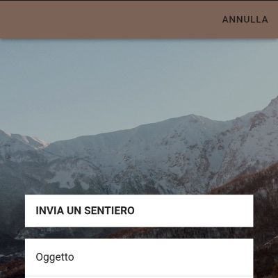 Schermata Invia Sentiero dell'App Valle del Gran Sasso Android Apple