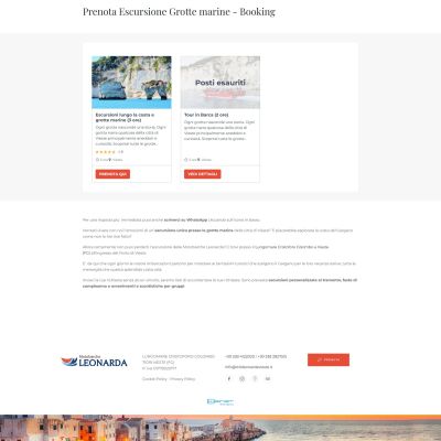 Pagina booking escursioni Grotte Marine del Sito Web Motobarche Leonarda