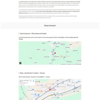 Pagina dove siamo del Sito Web Casa Funeraria Valerio e Marco