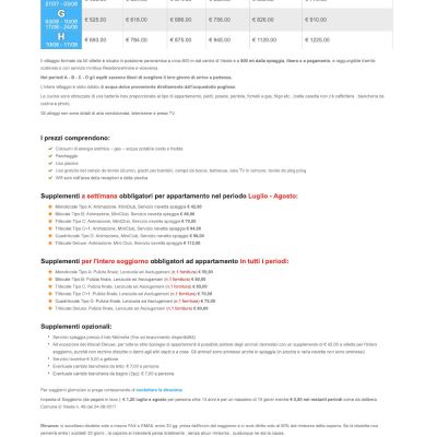 Pagina Listino Prezzi del sito internet del Piccolo Friuli