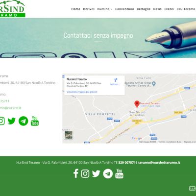 Pagina contatti del sito internet di Nursind Teramo