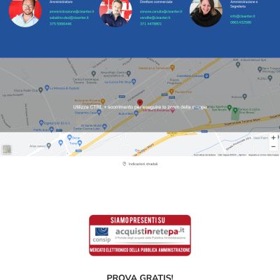 Pagina Contatti del sito internet di Cleanter