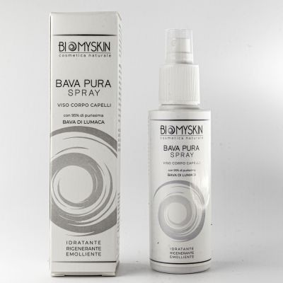 Confezione e flacone spray di bava pura Biomyskin
