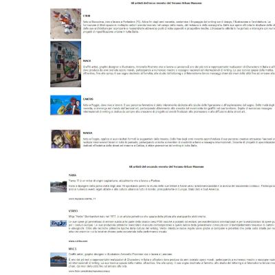 Pagina artisti del sito internet di Teramo Urban Museum