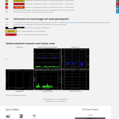 Pagina Attività Solare del sito internet di Icaro Droni