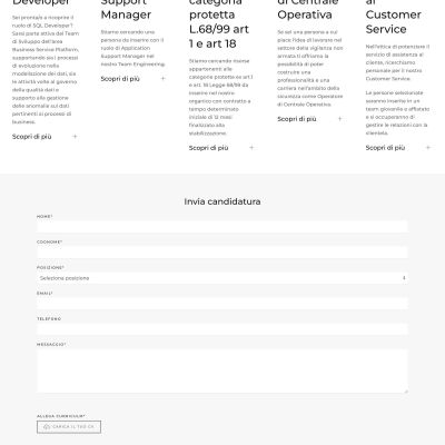 Pagina Lavora con noi del Sito Web FairConnect S.p.A. con form candidature