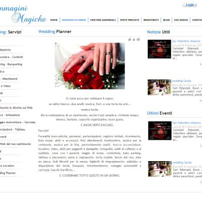 Pagina Servizi del sito internet Immagini Magiche