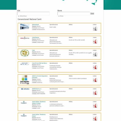 Pagina convenzionati del Sito Web National Sanit convenzioni sanitarie nazionali
