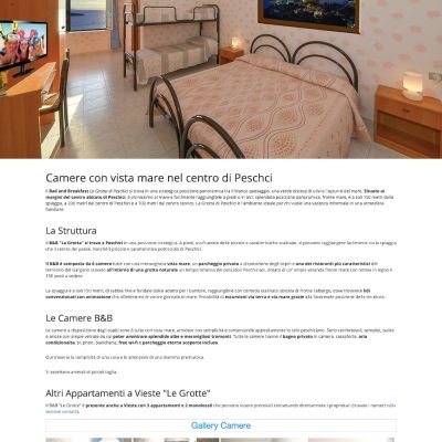 Pagina Bed and Breakfast del sito internet de La Grotta Peschici