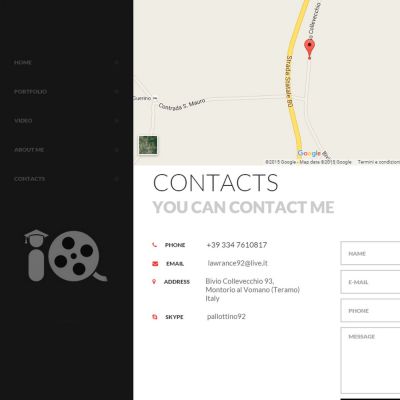 Pagina contatti del Sito Web di Lorenzo Pallotta filmmaker