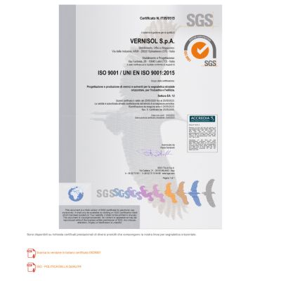 Pagina Certificazioni del sito internet della Vernisol Spa di Cremona