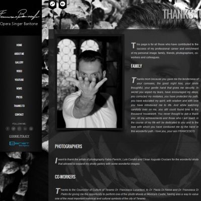 Pagina Ringraziamenti del sito internet di Francesco Baiocchi cantante d'opera baritono