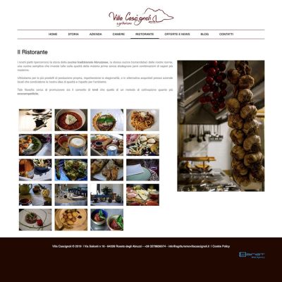 Pagina Ristorante del sito internet di Agriturismo Villa Cascignoli di Roseto degli Abruzzi
