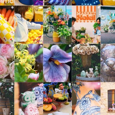 Feed Instagram Bruco dedicato a fiori, vasi e decorazioni colorate
