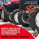 Grafica che invita a prenotare il cambio gomme per trattori