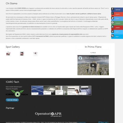 Pagina Chi Siamo del sito internet di Icaro Droni