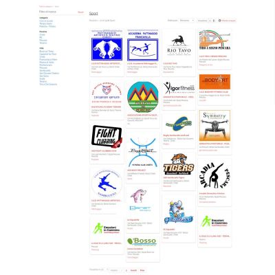 Pagina elenco attività categoria sport del Sito Web TUDU