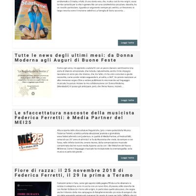 Pagina News del sito internet di Federica Ferretti
