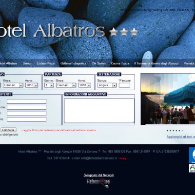 Pagina Prenotazioni del sito internet dell'Hotel Albatros di Roseto Degli Abruzzi