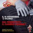 Grafica con invito a prenotare il cambio gomme prima del 15 novembre