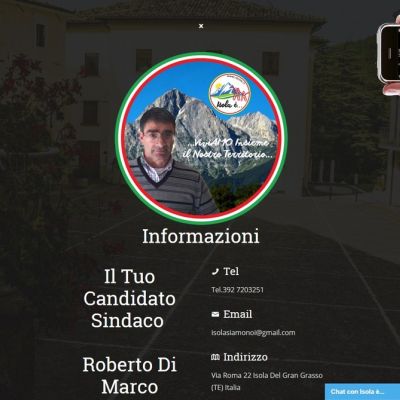 Pagina Contatti del sito della lista civica Isolae