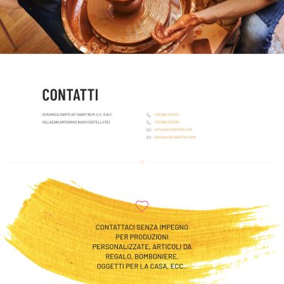 Pagina contatti del sito internet De Fabritiis ceramiche