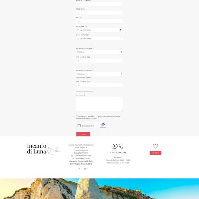Pagina prenota una camera del Sito Web Incanto di Luna Vieste vicino Pizzomunno
