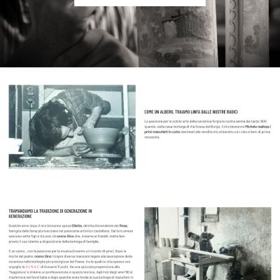 Pagina la nostra storia sito internet De Fabritiis ceramiche