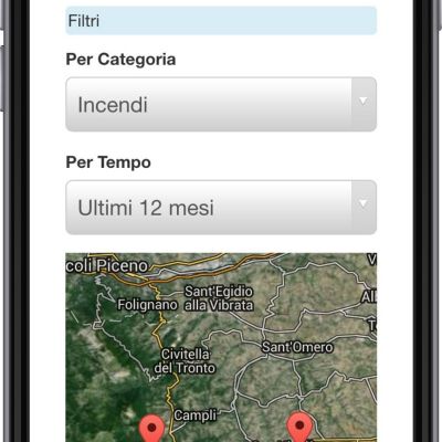 Schermata ricerca alert per categoria dell'App MyAlert