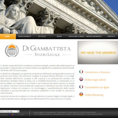 Home Page del sito internet di Di Giambattista Studio Legale