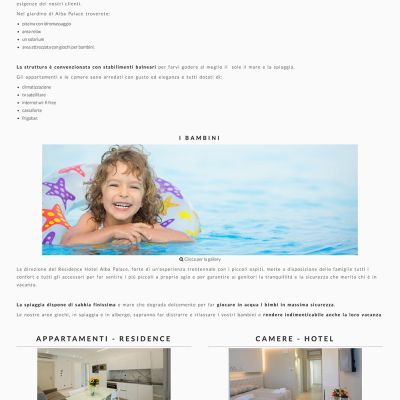 Pagina Servizi del sito internet di Alba Palace Resort Hotel Residence di Alba Adriatica