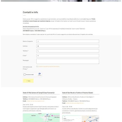 Pagina contatti del Sito Web Casa Funeraria Valerio e Marco