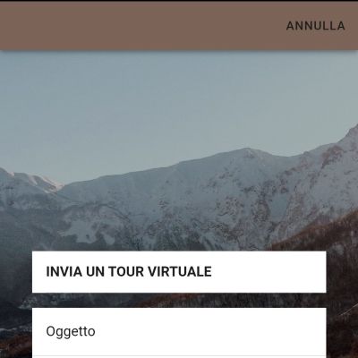 Schermata Invia Virtual Tour dell'App Valle del Gran Sasso Android Apple