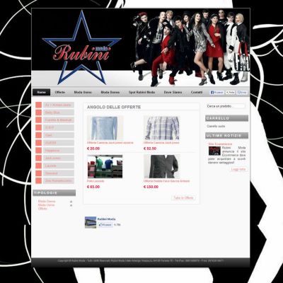 Home page del sito internet di Rubini Moda