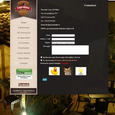 Pagina Contatti del sito internet del Largo Del Mulino di Tortoreto