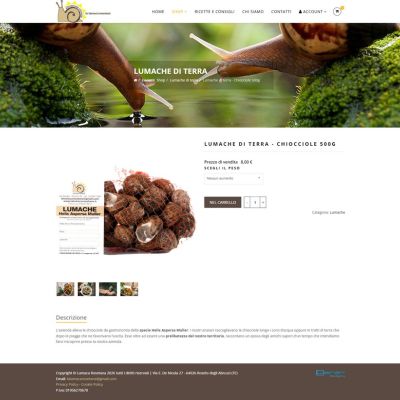 Pagina prodotto page sito internet E-commerce La Lumaca Rosetana