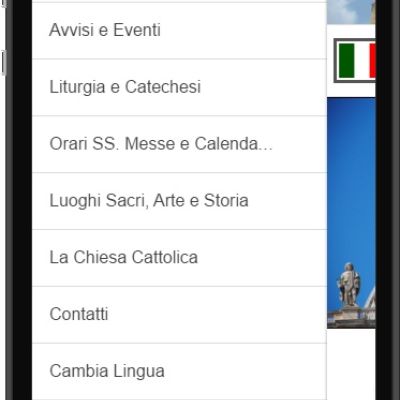 Schermata menu opzioni dell'App Catholic App.it
