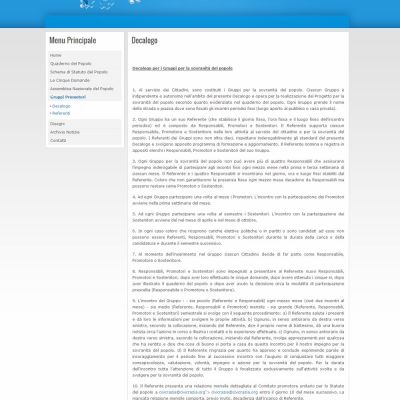 Pagina decalogo del sito internet di La Sovranità Del Popolo