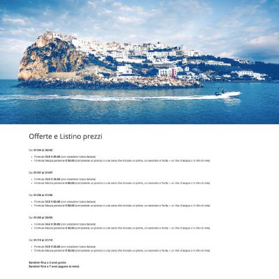 Pagina Listino Prezzi del sito internet de La Grotta Peschici