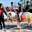 Bambini a cavallo dei pony durante una lezione al Maneggio Team Horse di Teramo