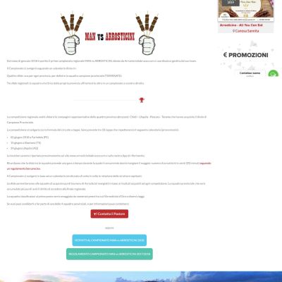 Schermata del Sito Web responsive della piattaforma Arrosticini d'Abruzzo sfida man vs arrosticini