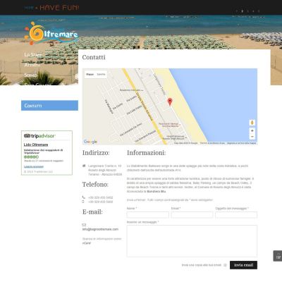 Pagina Contatti del sito internet di Bagno Oltremare di Roseto Degli Abruzzi