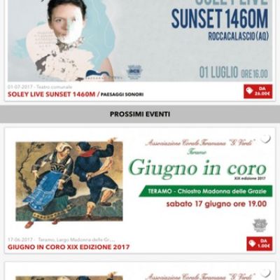 Sezione eventi App Android - Apple di Abruzzo Dal Vivo