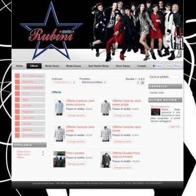 Pagina offerte del sito internet di Rubini Moda