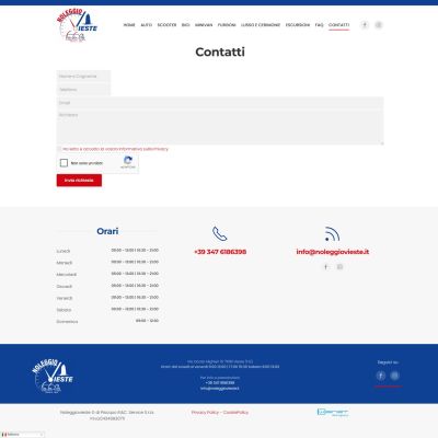 Pagina contatti del Sito Web Noleggio Vieste