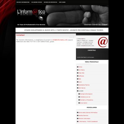 Pagina contatti del sito web L'Informatico