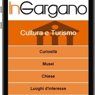 Menu Cultura e Turismo dell'app InGargano con curiosità, musei, chiese e luoghi d'interesse