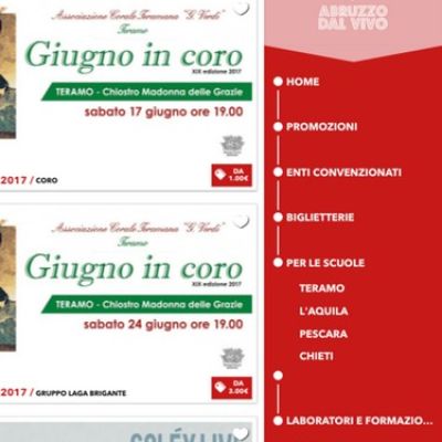 Sezione eventi con menù laterale aperto App Android - Apple di Abruzzo Dal Vivo