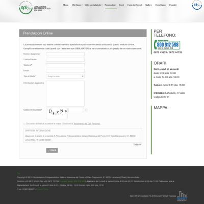 Pagina Contatti del sito internet della clinica privata Idi Api Lanciano